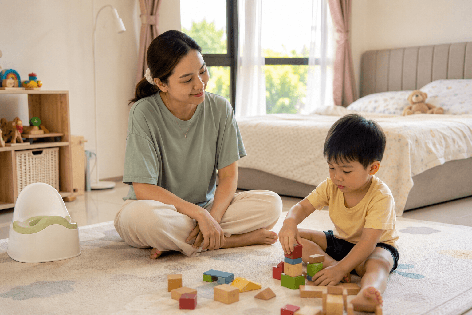 Ibu cuba potty training bersama anak di rumah