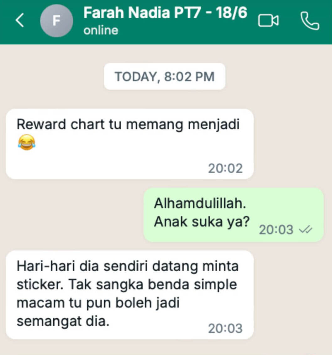 Testimoni WhatsApp sebenar pembeli Potty Training 7 Hari - 1